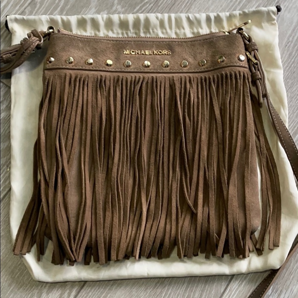 Real suede Michael Kors fringe purse